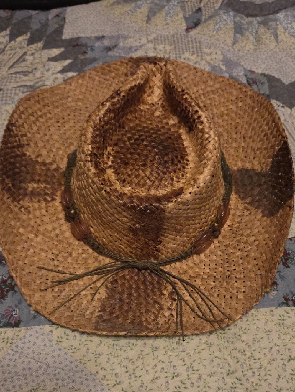 Woven Straw Cowboy Hat with Decorative Band - Picture 4 of 4